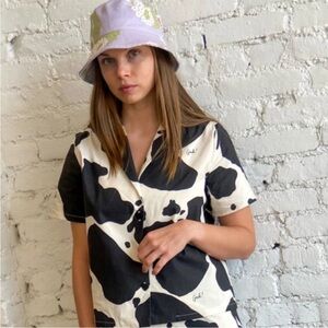 Lisa Says Gah Cow Print Billie PJ Top L